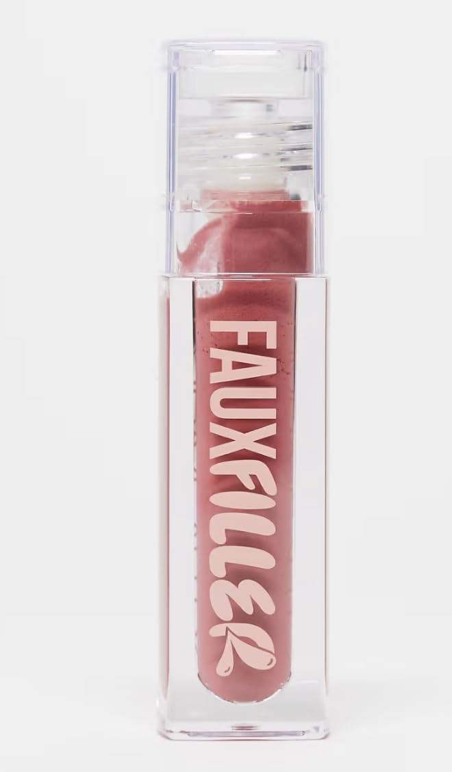 HUDA BEAUTY Faux Filler Extra Shine - Brillo de labios Bombshell (marrón rosado) .13 oz / 0.1 fl oz