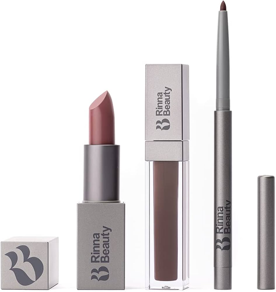 RINNA BEAUTY/ KIT PARA LABIOS : BRILLO, DELINEADOR Y LABIAL- COLOR: THE SAHA LIPKIT