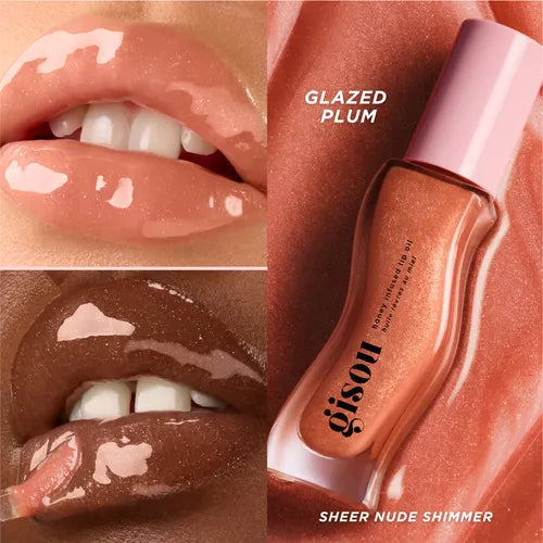 GISOU Aceite labial hidratante con infusión de miel  - 0,27 oz / 8 ml - COLOR: GLAZED PLUMP